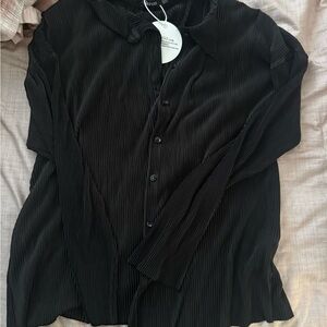 Boohoo Black Pleated Blouse